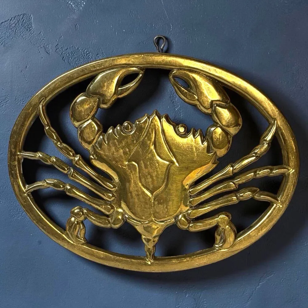 Sea Crab Brass Trivet 1983 Gorham BR 17 Made in Italy Beach Theme Nautical Decor